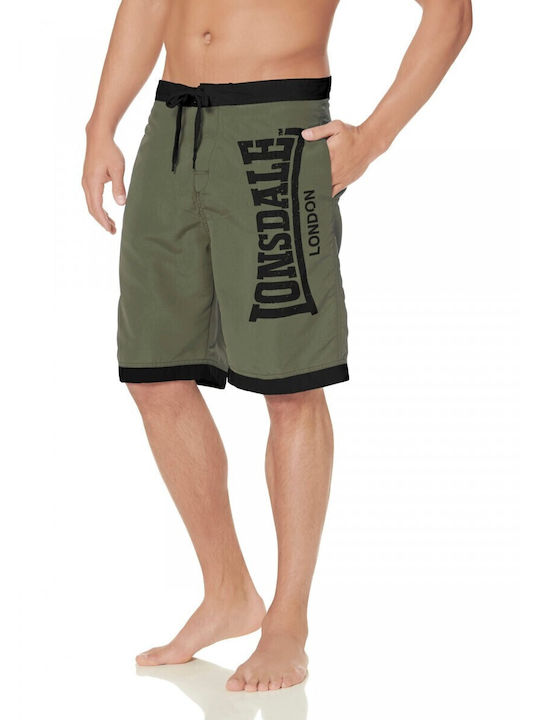 Lonsdale Clennell Costume de Baie Bărbați Bermude Olive / Negru cu Model