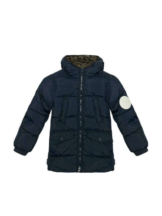 Kinder Parka Kurz mit Kapuze Marineblau Fred
