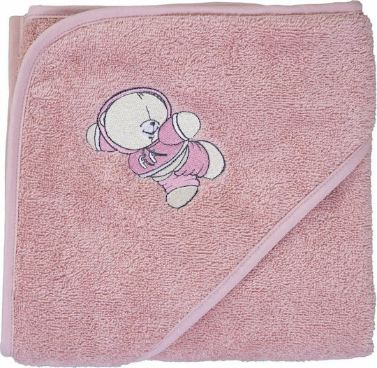 Nef-Nef Homeware Baby Bath Towel Hooded Forever Friends Little Things Pink 75x75cm