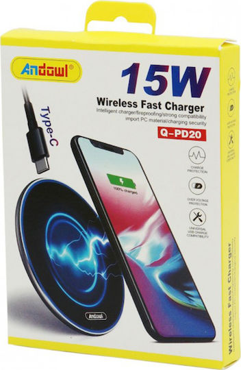 Andowl Încărcător Wireless (Qi Pad) 15W Negruς (Q-PD20)