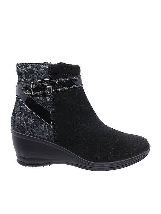 Leder Stiefeletten Damen Schwarz