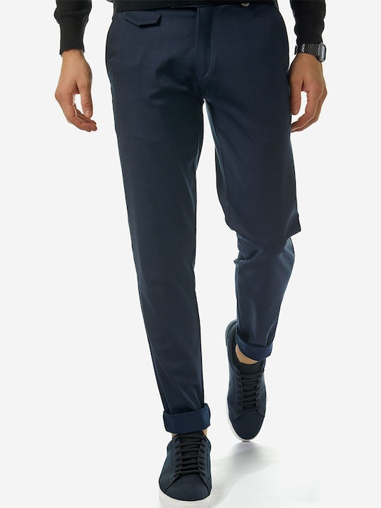 Pantaloni Chino Elastic cu Croială Slim Marine