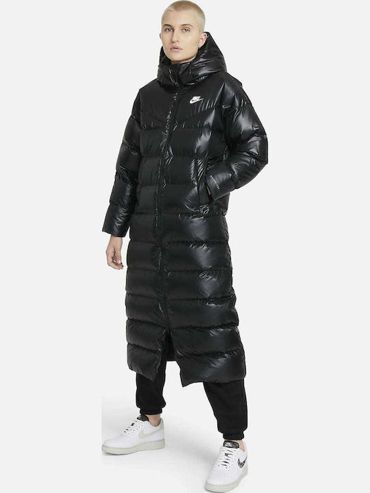 nike women's long puffer coat