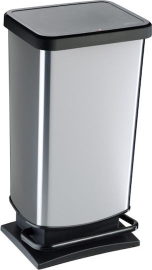 Rotho Babydesign Metallic Waste Bin with Pedal Silver 40L