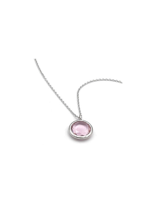 Silver necklace Silver 925 Mono Pink Zircon necklace