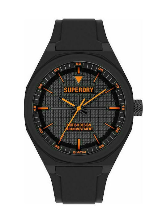 Superdry Ρολόι Μπαταρίας με Καουτσούκ Λουράκι σε Μαύρο χρώμα