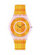 Swatch Fire Madras Uhr Batterie mit Orange Kautschukarmband