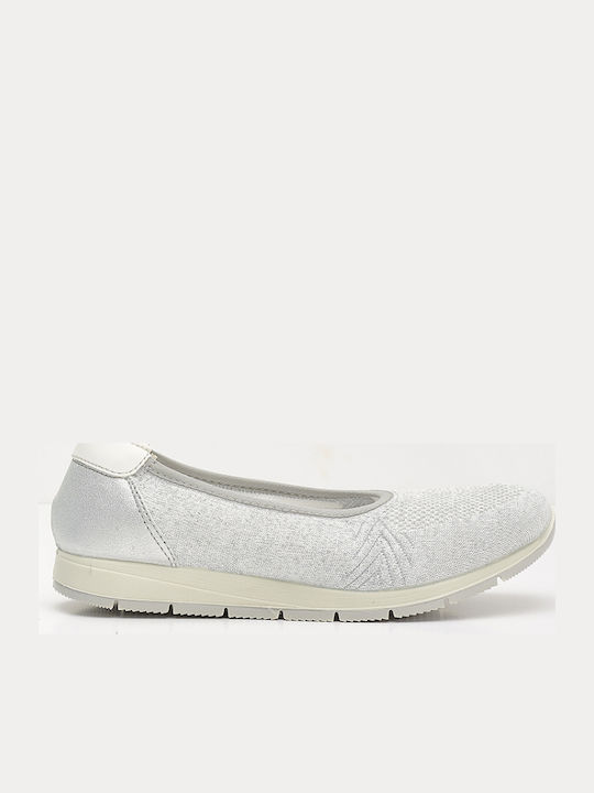 Imac Lederne Damen Ballerinas in Silber Farbe
