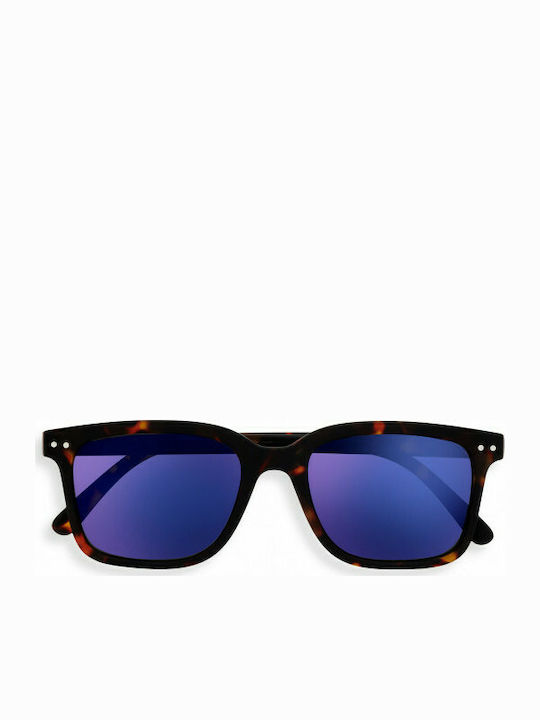 Izipizi L Sun Sunglasses with Tortoise Mirror Tartaruga Plastic Frame and Blue Mirror Lens