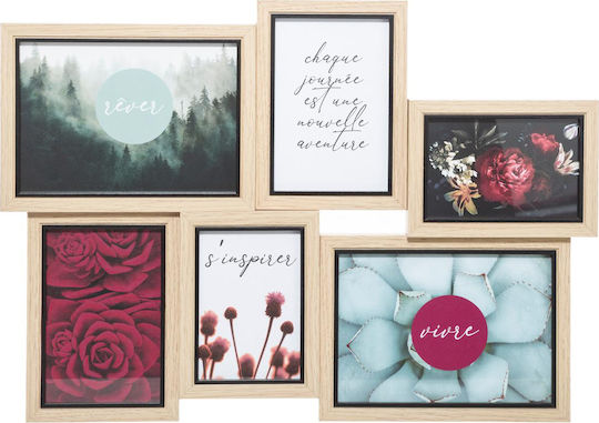 A-s Kyle Multi Wall-mounted Picture Frame 6 Photos Wooden with Beige Frame