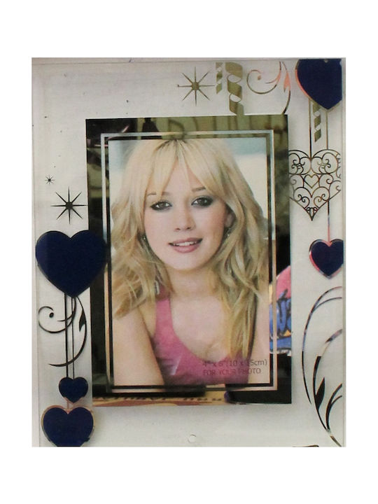 HOMie Blue Heart Glass Photo Frame With Blue Frame