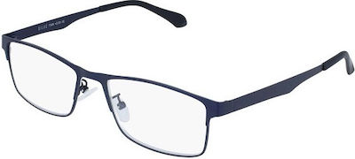 Silac 7306 Men's Reading Glasses +2.25 Blue Metal 7306