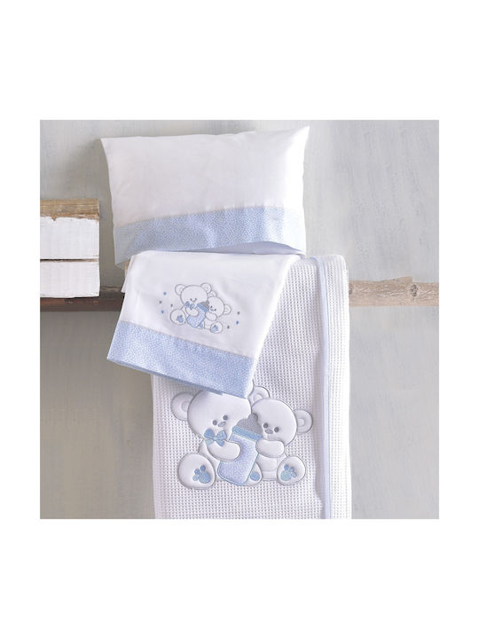 Rythmos Σετ Βρεφικά Σεντόνια Κούνιας Φανελένια Cuddles Γαλάζια 100x160εκ. 3τμχ