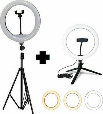 Ezra B-1250 Ring Light 25.5cm with Floor Tripod and Mobile Phone Holder