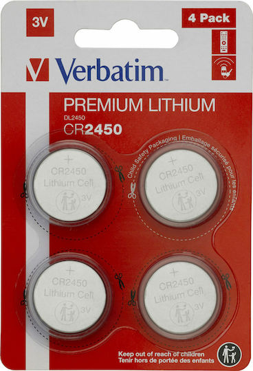 Verbatim Premium Lithium Batterien für Uhren CR2450 3V 4Stück