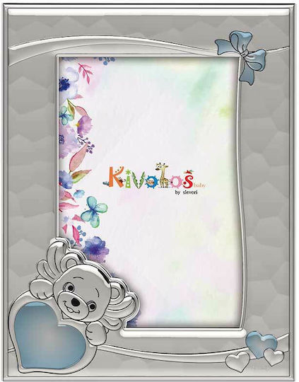 Slevori Bärchen Kinder Fotorahmen Silber Blau 9x13cm