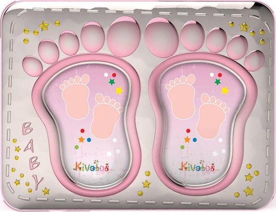 Slevori Babyfüße Kinder-Multifotorahmen Silber Rosa 6x9 cm