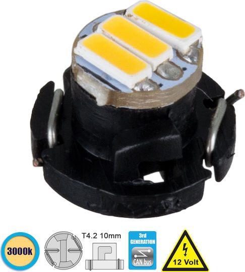 GloboStar Λάμπα Αυτοκινήτου T4/T4.2 LED 3000K Θερμό Λευκό 12V 0.6W 1τμχ
