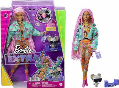 Mattel Barbie Extra: Pink Braids Hair Dark Skin Doll (GXF09)