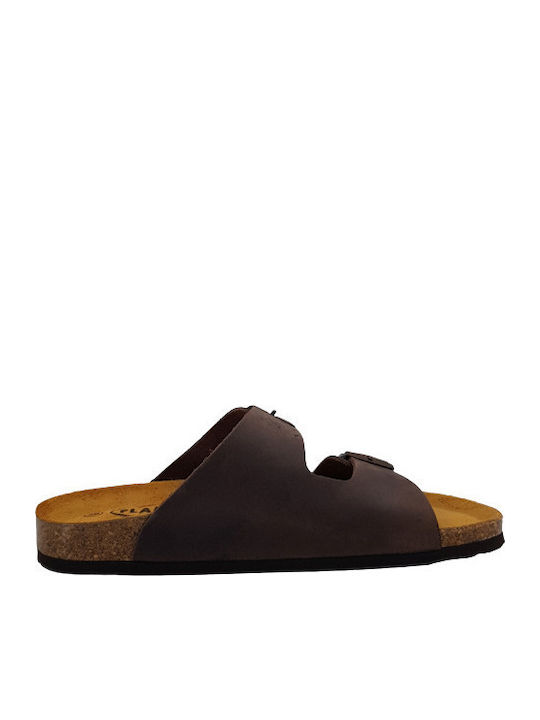 Leather Women's Flat Sandals Anatomic Marron