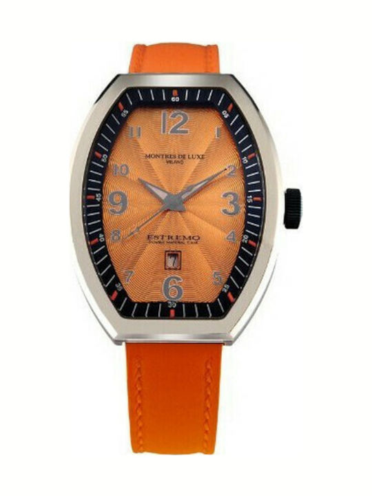 Montres de Luxe Women's Watch with Orange Leather Strap