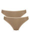 Go H Tai Βαμβακερά Γυναικεία Slip 2Pack Καφέ