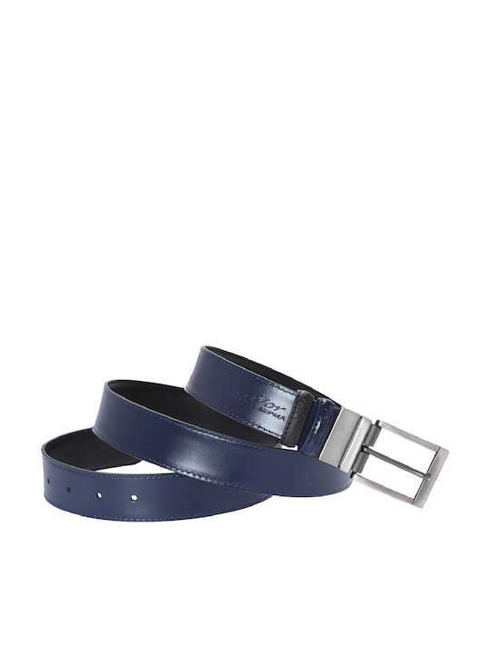 188 Men's Leather Double Sided Belt Black/Blue