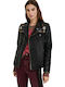 Merx Women's Short Biker Leather Jacket for Winter Black
