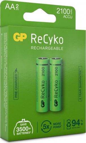 GP Batteries ReCyko Επαναφορτιζόμενες Μπαταρίες AA Ni-MH 2100mAh 1.2V 2τμχ