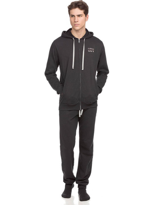 Vamp Men's Winter Cotton Pajamas Set Gray