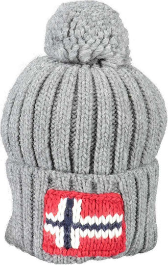 Semiury NA4GKB Pom Pom Beanie Ανδρικός Σκούφος με Rib Πλέξη σε Γκρι χρώμα