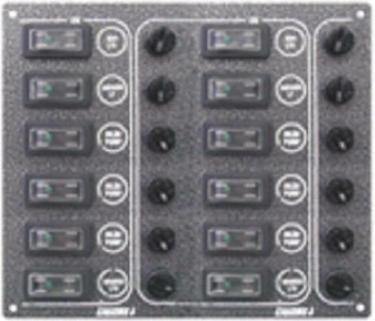 Lalizas Sp12 Ultra Boat Switch with Panels with 12 Waterproof Anthracite Switches