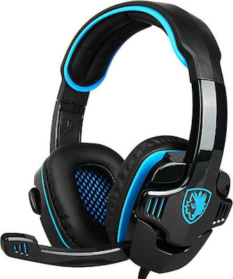 Sades SA-708GT Over Ear Gaming Headset με σύνδεση 3.5mm / 2x3.5mm Μπλε