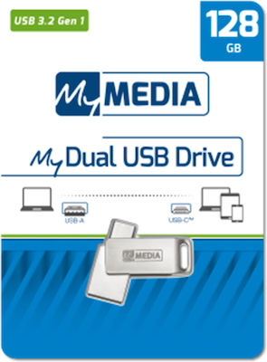 Verbatim MyMedia My Dual 128GB USB 3.2 Stick with connection USB-A & USB-C Silver