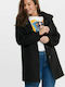 Only Women's Short Half Coat with Buttons Black