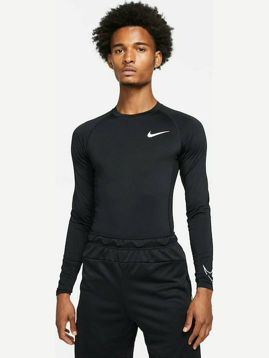 Nike Pro Ανδρική Αθλητική Μπλούζα Μακρυμάνικη Dri-Fit Μαύρη
