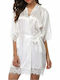 Aria Trade Women's Satin Robe White AT873