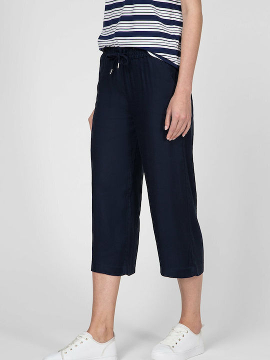 Damen Hoch tailliert Stoff Hose Blau