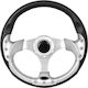Autoline Sport Three Spoke Car Steering Wheel with 32cm Diameter Black/Silver