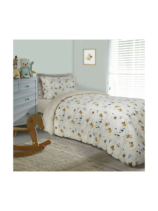 Das Home 4766 Set Kids Duvet Cover Single with Pillowcase Cotton Beige 160x240cm 406009104766