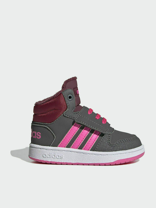 Adidas Αθλητικά Παιδικά Παπούτσια Μπάσκετ Hoops 2.0 Grey Five / Screaming Pink / Core Black