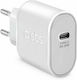 SBS Φορτιστής Χωρίς Καλώδιο με Θύρα USB-C 20W Power Delivery Λευκός (TETR1CPD20)