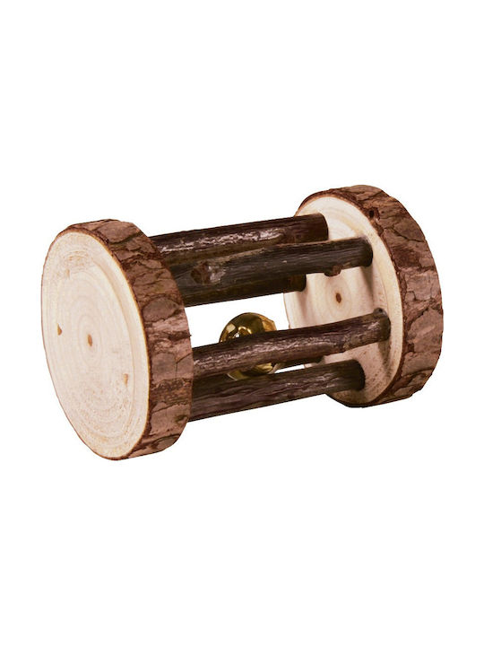 Trixie Rodent Toy Wooden Cylinder with Bell for Small Animals 7x5cm 61654