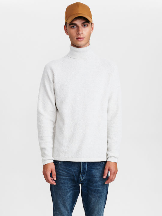 Gabba Men's Long Sleeve Turtleneck Sweater White