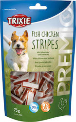 Trixie Premio Fish Chicken Stripes Leckerli Hund Kleine Rassen mit Huhn, Kabeljau, Fisch, Fleisch, Ente, Rindfleisch, Lamm, Kaninchen, Reis und Apfel 75gr 31534