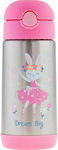 Stephen Joseph Kids Stainless Steel Thermos Water Bottle with Straw Λαγουδάκι Pink 350ml