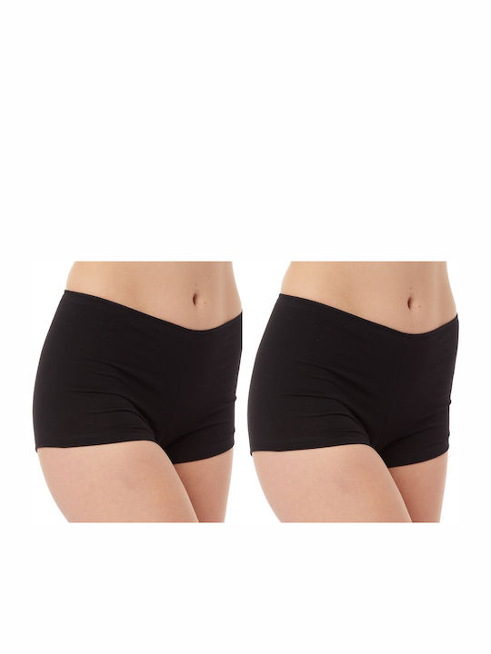 Minerva Miss Βαμβακερά Γυναικεία Boxer 2Pack Μαύρα