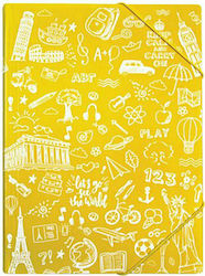 Typotrust Φάκελος με Λάστιχο για Χαρτί A4 Κίτρινο Doodle