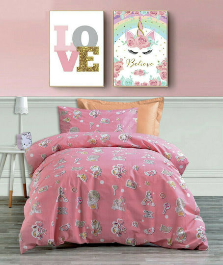 Makis Tselios Home Single Kids Sheets Lucky Pink 170x270cm Makis Tselios Home Single Kids Sheets Lucky Pink 170x270cm