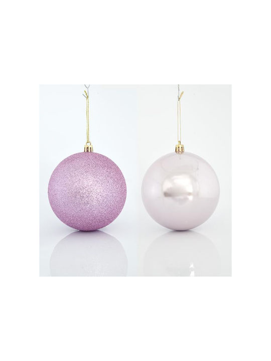 Set 6 Kunststoff Große Rosa Kugel Ornament 10cm